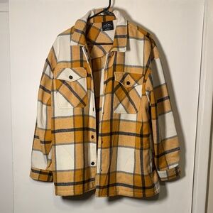 HFX Plaid Mustard and Cream Women's‎ Jacket Size Medium